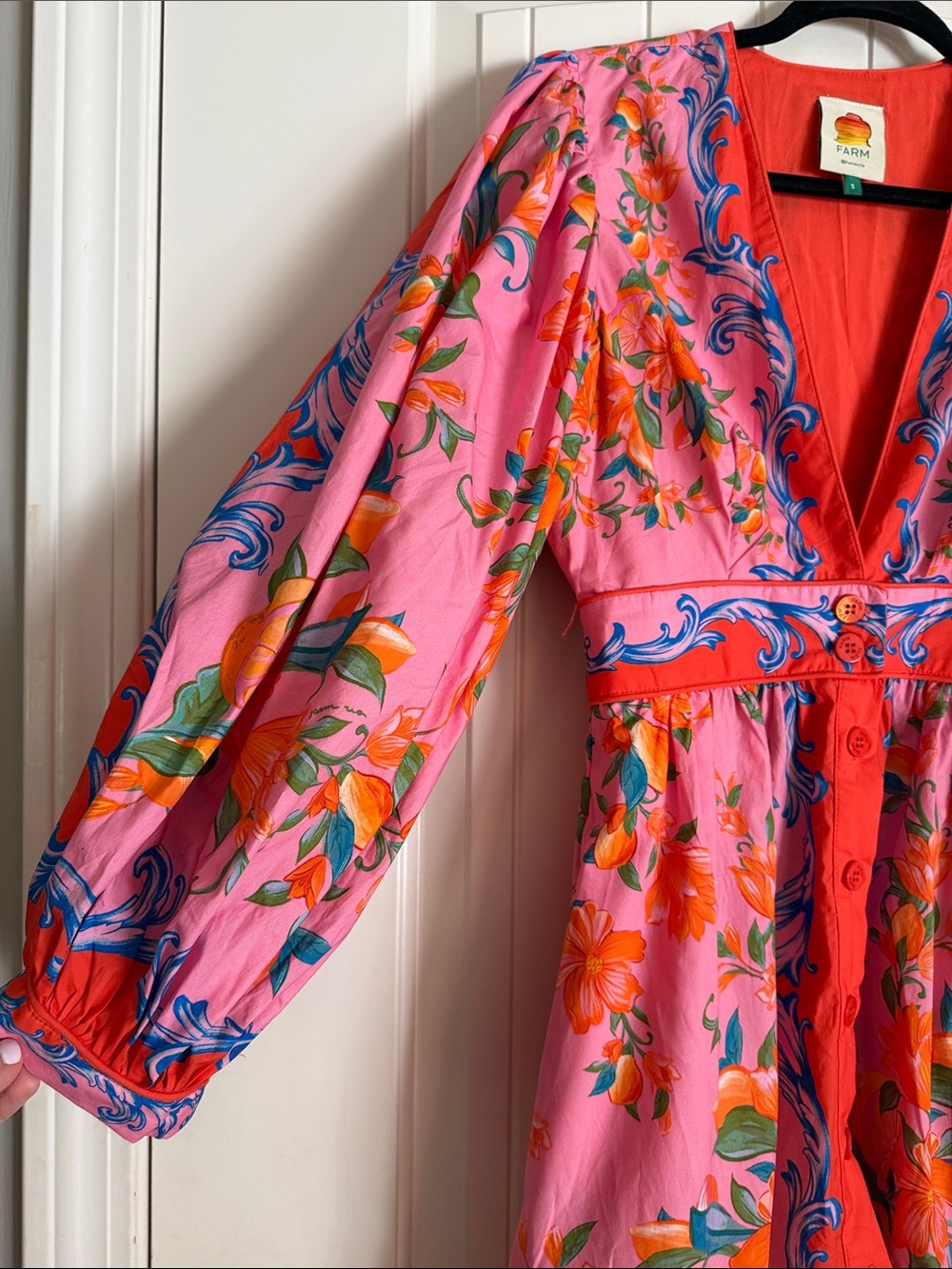 FARM Rio Pink Orange Floral Mini Dress - Picture 13 of 14